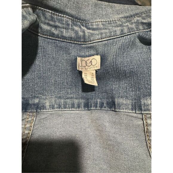 Logo By Lori Goldstein distressed hem Jean jacket - Picture 2 of 6